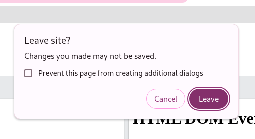 Before unload dialog